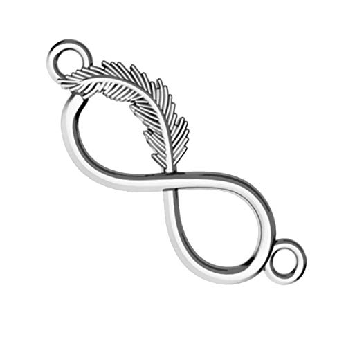 My-Bead 1 Stück Schmuckverbinder INFINITY Feder 22mm 925 Sterling Silber für Armbänder und Ketten Verbinder mit Ösen DIY von My-Bead