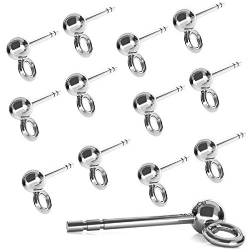 My-Bead 10 Paar Ohrstecker 925 Sterling Silber mit 3mm Kugel Ohrschmuck Rohling für die Schmuckherstellung DIY von FangZin