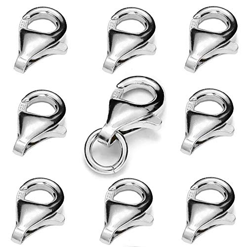 My-Bead 10 Stück Karabinerverschlüsse 9mm 925 Sterling Silber nickelfrei Karabiner 2mm Binderinge basteln DIY von My-Bead