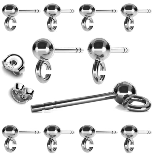 My-Bead 5 Paar Ohrstecker Rohlinge 925 Sterling Silber Ø 3mm Kugel Schmuckherstellung Ohrringe DIY von DIY925