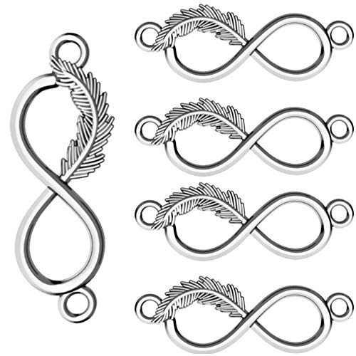 My-Bead 5 Stück Schmuckverbinder INFINITY Feder 22mm 925 Sterling Silber für Armbänder und Ketten Verbinder mit Ösen DIY von My-Bead