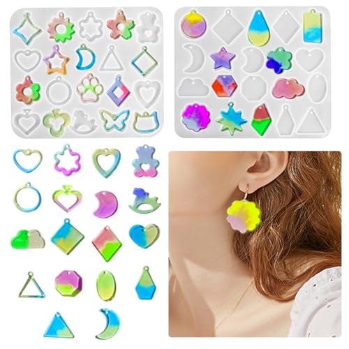 DIYBravo 2 Stücke Epoxidharz Formen Ohrringe, Silikonform Anhänger, Harzformen Schmuck, Earring Resin Molds für DIY Ohrringe Halskette Anhänger Schmuckstück Handwerk DIYBravo 2 Stücke Epoxidharz Formen Ohrringe, Silikonform Anhänger, Harzformen Schmuck, Earring Resin Molds für DIY Ohrringe Halskette Anhänger Schmuckstück Handwerk von DIYBravo