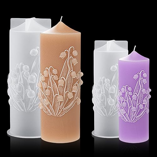 DIYBravo 2 Stücke Kerzenform Zylinder mit Lilien Kerzen Gießform Epoxidharz Formen Kerze Silikonform Candle Resin Molds für Duftkerze Kunsthandwerk DIY (mit Lilien) von DIYBravo