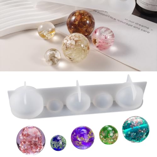 DIYBravo 3D Kugel Harz Formen Kleine Kugel Perlen Schmuck Herstellung Gießform Sphere Resin Mold Silikonform Epoxidharz für DIY Ohrringe Halskette Anhänger Deko (1 Stücke) von DIYBravo