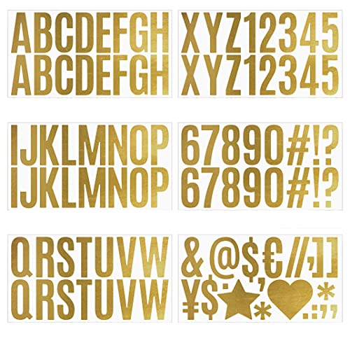 DIYBravo 6 Blätter 100 Stücke Buchstaben Aufkleber Stickers Goldene Groß 6zm, Hausnummer Aufkleber Alphabet Vinyl Selbstklebende Stickers für Adressnummer Briefkasten Anzeichen von DIYBravo