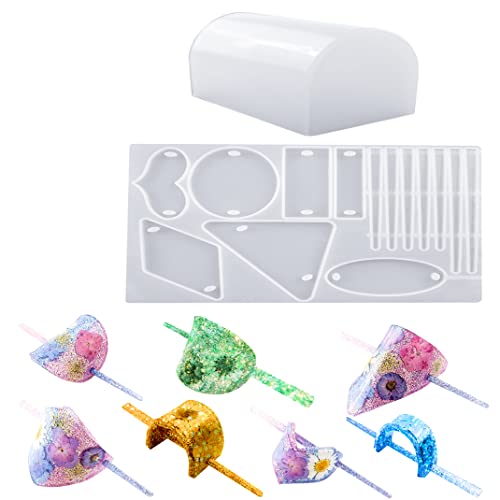 DIYBravo Haarspange Epoxidharz Silikonform mit Stütze Resin Schmuck Formen Set DIY Haarnade Barrette Gussform für Mädchen Frauen Schlüsselbund Haarspangen, Anhänger (Haarspange Form) von DIYBravo