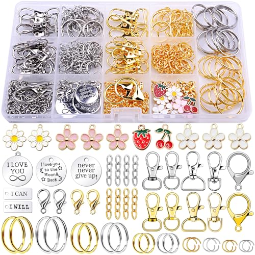 YSK01 Schlüsselanhänger-Set, Schlüsselanhänger-Clip mit Schlüsselring, Karabinerverschluss, Jumprings und Verlängerungskette für Handwerk, DIY-Projekte und Geldbörsenherstellung, 421-teilig von DIYCICO