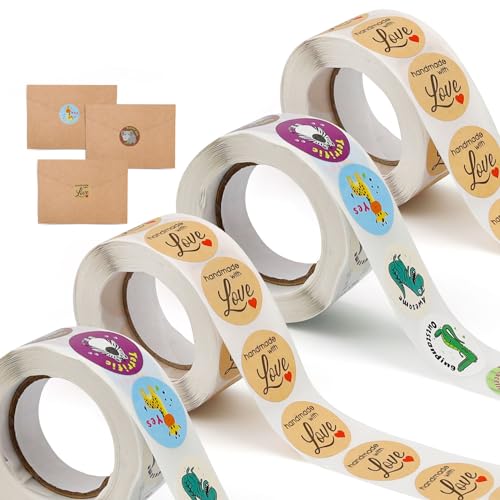 DIYCUT 1000 Stück Etiketten Selbstklebend zum Beschriften, Kraftpapier Aufkleber Rund, Sticker Selbst Personalisiert Gestalten zum Marmeladengläser, Flaschen, Verpacken, Basteln und Heimwerken von DIYCUT