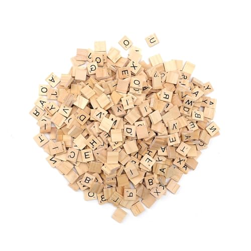 DIYCUT 500 Stück Scrabble Buchstaben Holz, Holzbuchstaben Klein, 20x18x5mm Lernbuchstaben mit Kantenschliff & Aufbewahrungsbeutel, Buchstaben Holz Geeignet für DIY, Spiele und Kindererziehung von DIYCUT