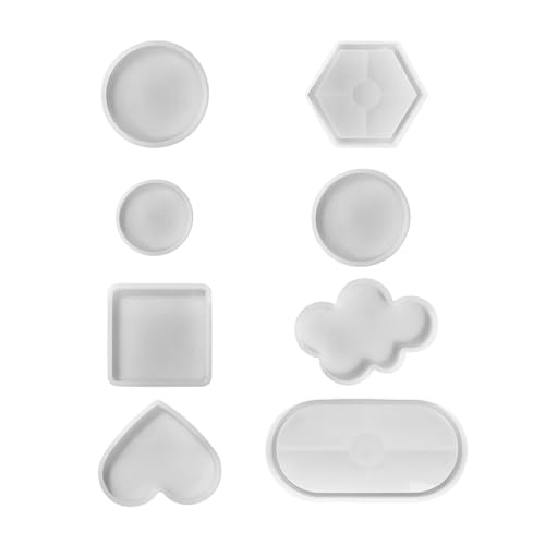 DIYCUT 8 Stück Epoxidharz-Silikon Formen, Silikonform für Harz, Wiederverwendbare Gießformen, 6 Formen, für Glasuntersetzer, Serviettenringe, Tischdekoration, Harzkunst, Gipsplatten & Deko DIYCUT 8 Stück Epoxidharz-Silikon Formen, Silikonform für Harz, Wiederverwendbare Gießformen, 6 Formen, für Glasuntersetzer, Serviettenringe, Tischdekoration, Harzkunst, Gipsplatten & Deko von DIYCUT