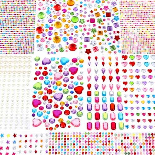 3034 Stück GlitZersteine Selbstklebend, Acryle Selbstklebende Schmucksteine Edelstein Aufkleber zum Basteln für DIY Basteln Handwerk, Make-up von DIYDEC