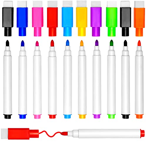DIYDEC 10 Stück Whiteboard Stifte, 9 Farbe Whiteboard Marker Magnetische Trockenlösch Abwischbare Marker mit Feiner Spitze für Büro, Schule, Zuhause usw. von DIYDEC