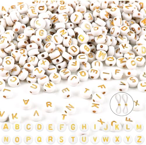 DIYDEC 1200 Stücke Goldene Alphabet Perlen, 7 mm runde acryle Buchstaben Perlen Alphabet Spacer Beads mit Loch zum Auffädeln für Schmuckherstellung DIY Armbänder Halsketten Handwerk DIYDEC 1200 Stücke Goldene Alphabet Perlen, 7 mm runde acryle Buchstaben Perlen Alphabet Spacer Beads mit Loch zum Auffädeln für Schmuckherstellung DIY Armbänder Halsketten Handwerk von DIYDEC