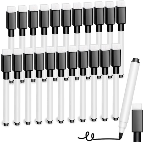 DIYDEC 22 Stück schwarze Whiteboard Stifte, Trockenlösch Abwischbare Marker Dry Wipe Markers mit Feiner Spitze für Büro Schule Zuhause von DIYDEC