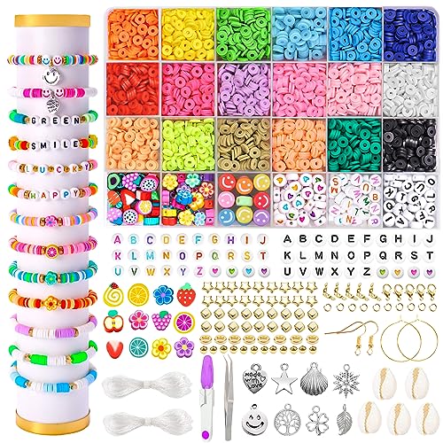 DIYDEC 2460 Stück Clay Perlen, 18 Farben Flache Runde Tonperlen für Armbänder Heishi Spacer Polymer Clay Beads für die Schmuckherstellung Halskette Ohrring DIY Handwerk von DIYDEC