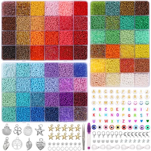 DIYDEC 25000 Stück Perlen für Armbänder, 48 Bunte Rocailles Armbänder Mini Perlen Set zum Auffädeln für Schmuckherstellung DIY Halsketten Handwerk DIYDEC 25000 Stück Perlen für Armbänder, 48 Bunte Rocailles Armbänder Mini Perlen Set zum Auffädeln für Schmuckherstellung DIY Halsketten Handwerk von DIYDEC