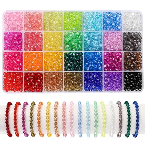 DIYDEC 2800 Stück Kristall facettierte Perlen, 6mm Crystal Bicone Beads Doppelkegel Perlen für Halskette Armbänder Ohrringen Schmuckherstellung DIY Basteln von DIYDEC