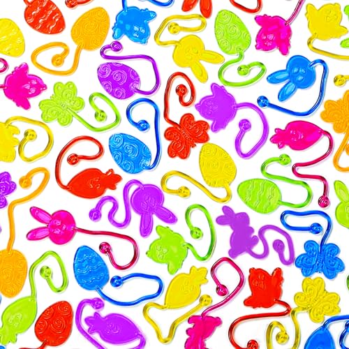 DIYDEC 35 Stück Sticky Hands, Klebende Hände Klatschhand für Kinder Ostern Hase Schmetterling Eier Küken Karotte Stretchy Toys für Ostern Party Geschenk von DIYDEC
