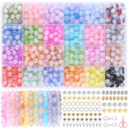 DIYDEC 900 Stück 8mm Bunte Glasperlen für Armbänder, 24 Farben Glasperlen zum Basteln runde Bunte Edelsteine Perlen Schmucksteine mit Loch für die Herstellung von Schmuck Armbänder DIY Handwerk DIYDEC 900 Stück 8mm Bunte Glasperlen für Armbänder, 24 Farben Glasperlen zum Basteln runde Bunte Edelsteine Perlen Schmucksteine mit Loch für die Herstellung von Schmuck Armbänder DIY Handwerk von DIYDEC