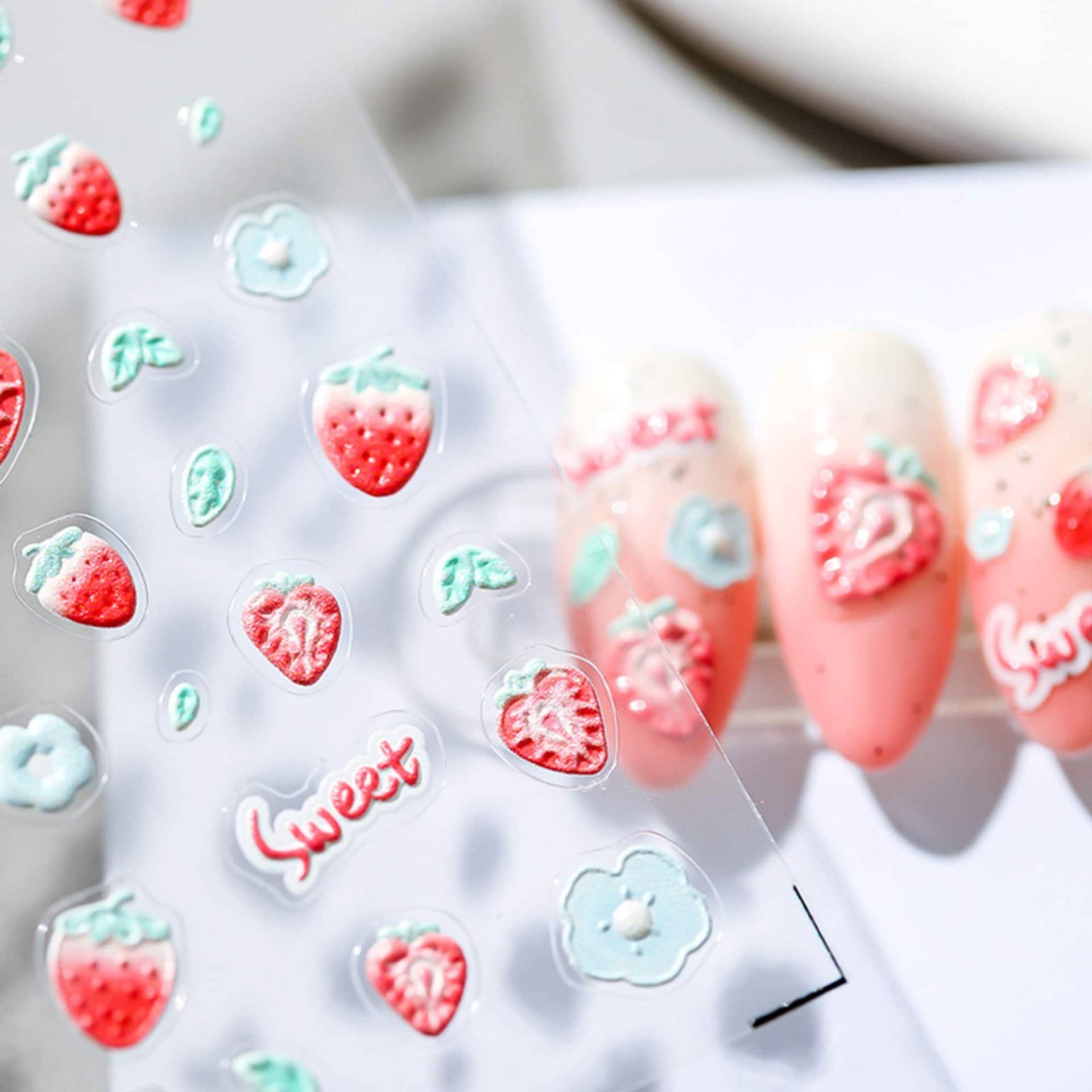 Erdbeer Nagel Aufkleber, Kawaii Süße Nail Art, 5D Geprägt, Diy Nägel von DIYDesignerArt