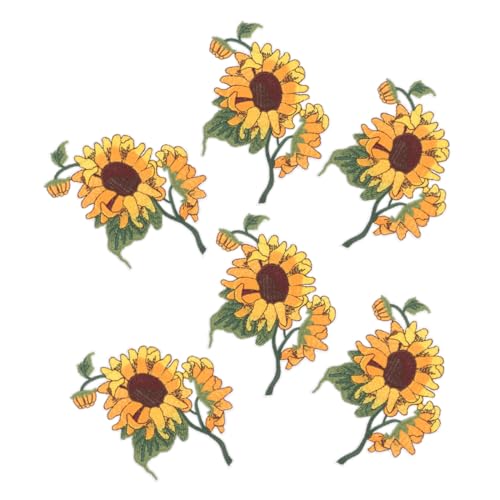 6Stücke Aufnäher zum Aufbügeln Bestickte Sonnenblumen Applikationen für Jeans Kleidung und Handarbeiten Nähflicken für DIY Projekte von DIYEAH