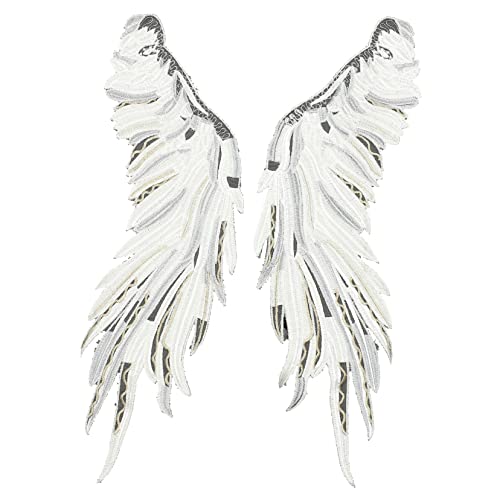 DIYEAH 1 Paar Bestickte Engelsflügel Spitzendekoration bügeleisen DIY -Kleidungsstück gestickte Patch-Dekore Flicken für Kleidung eleganter Flügelaufnäher Kleideraufnäher Polyestergarn von DIYEAH