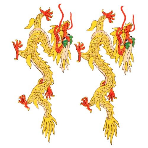 DIYEAH 1 Paar Diy Dragon Aufnäher Bügelflicken für Kleidung Gelbe Stoffapplikationen für Kreative Nähprojekte Dekorativ und Langlebig für Heimwerker und Modegestaltung DIYEAH 1 Paar Diy Dragon Aufnäher Bügelflicken für Kleidung Gelbe Stoffapplikationen für Kreative Nähprojekte Dekorativ und Langlebig für Heimwerker und Modegestaltung von DIYEAH