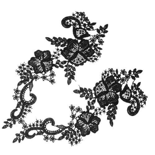 DIYEAH 1 Paar Spitzenapplikation für Kleidung Stickerei für DIY Projekte für Hochzeitskleider und Abendmode Schwarz Stil Vielseitig Einsetzbar für Kreative Designs von DIYEAH