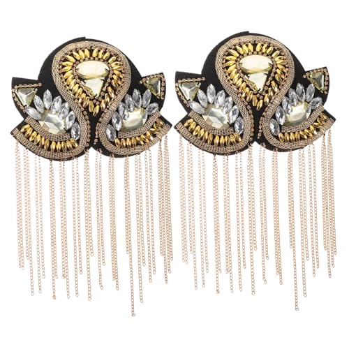 DIYEAH 1 Paar Vintage Gold Schulterklappen mit Quaste Retro Punk Epaulet Abzeichen für Kostüme Leicht Anzubringen Dekorativ und Robust für Partys und Bühnenauftritte von DIYEAH