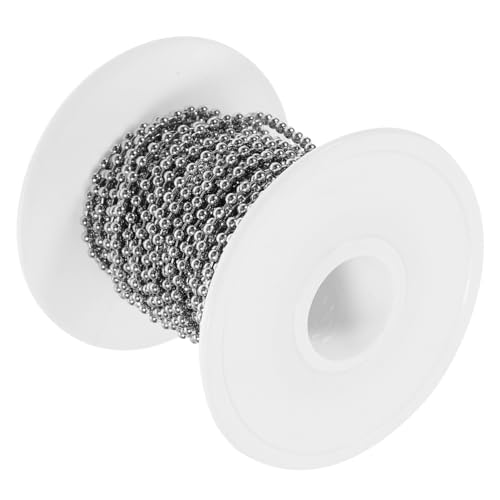 DIYEAH 1 Rolle 10 Kugelkette aus Metall Herstellung rostfrei Ball hängend kolodiales silber silve Silberfarben hochstihl schmuck Kugelkette aus Edelstahl Perlenkette aus Edelstahl von DIYEAH
