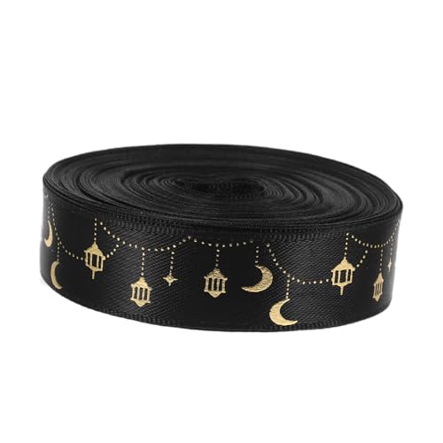 DIYEAH 1 Rolle Bogenband Geschenkband Dekorative Bänder Dekorative Schleifen ramadan ramadan dekoration Mondsternband Ramadan Partyband Haarschleifen Band Polyester Black von DIYEAH