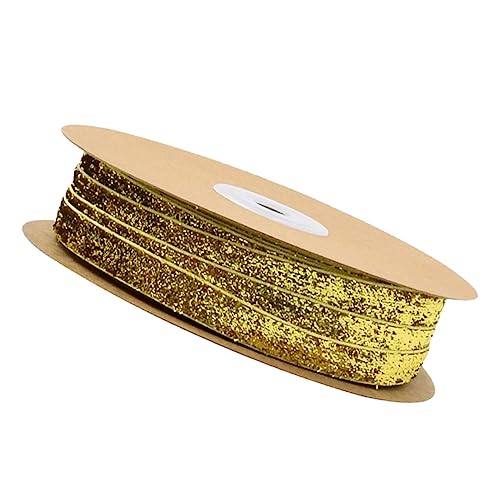 DIYEAH 1 Rolle Breites Flocking Ribbon Gold Dekoratives Stoffband für Hochzeiten Partys und DIY Projekte Lange Geschenkband für Festliche Anlässe und Kreative Bastelarbeiten von DIYEAH