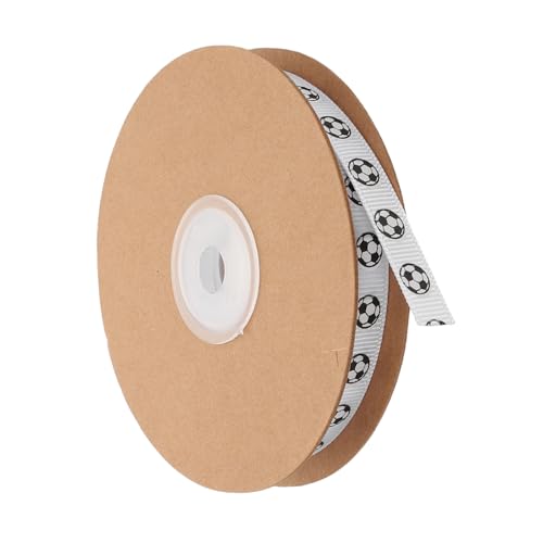 DIYEAH 1 Rolle Fußball Ripsband Sportliches Geschenkband für Bastelprojekte und Geschenkverpackung Yards Weiß Elastisches Material für Kreative Diy Ideen und Fußball Themenpartys von DIYEAH