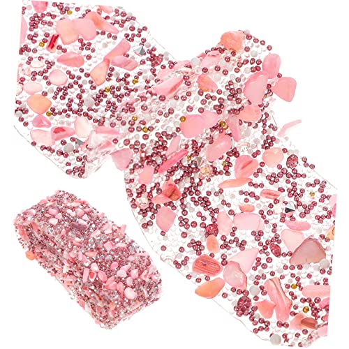DIYEAH 1 Rolle Schottergeflecht Bohrstangenstift Strasssteine ​​Zum Basteln Stoffe Bänder Zum Basteln Satinband Goldenes Glitzerbesatzband Quaste Hotfix Kleber Blumenstrauß von DIYEAH