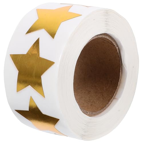 DIYEAH 1 Rolle Sterne-aufkleber Klassenzimmerdekorationen Erste Aufkleber Für Schule Studenten Klebstoff Belohnungstabelle Für Golden Beschichtetes Papier von DIYEAH