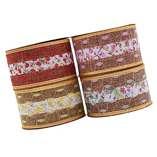 DIYEAH 1 Satz Bandseil Basteln Gang Basteln Mehrblumenband Sackleinen Doppeltes DIY Stoffband Juteband Nähen Spitze Zopfseil Geschenkband 4Rolls von DIYEAH