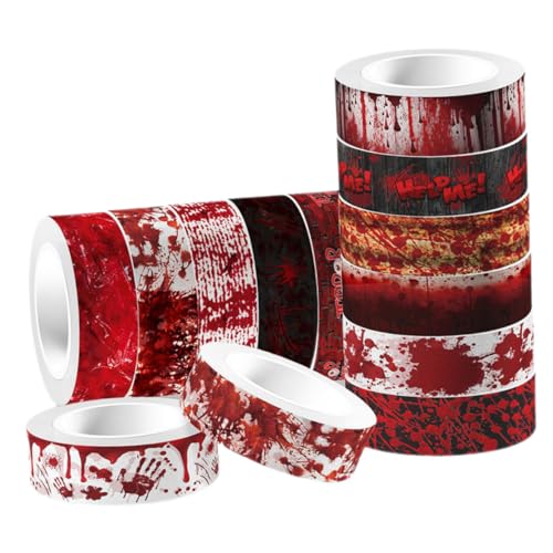 DIYEAH 1 Satz Blutiges Band Klebrig Geist Halloween-bastelbedarf Partyartikel Für Banddekoration Halloween- Warnung Dekorativ Sehr Urlaub Led Papier 12rollen von DIYEAH