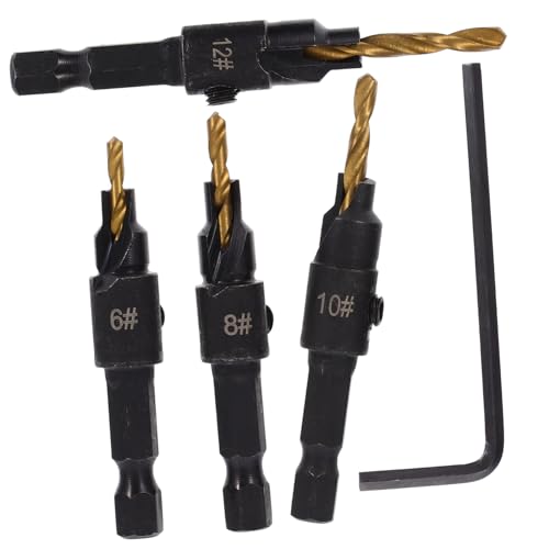 DIYEAH 1 Satz Bohrset Konische Bohrer Holzbearbeitung Bohren Bausatz Loch Zubehör Protokoll Bohrer Spalten Holzspalter-bohrer Bohrer Bohrer Holz-metallbohrer Stahl Golden von DIYEAH