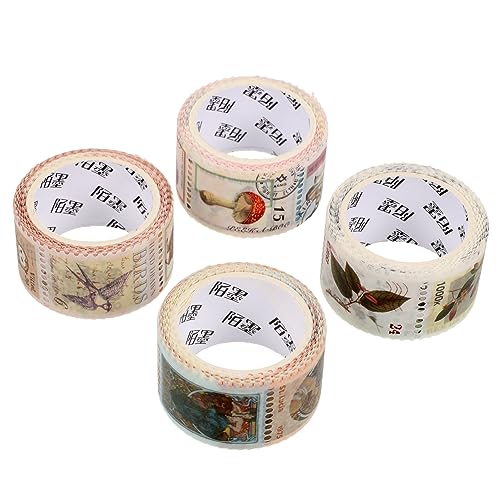 DIYEAH 1 Satz Briefmarken Und Washi Tape Retro Aufkleber Ästhetisch Zeitschrift Sammelalbum Journaling Scrapbooking Washi -bänder Alte Aufkleber Washi-tapes Stempeln Papier 4 Stück von DIYEAH