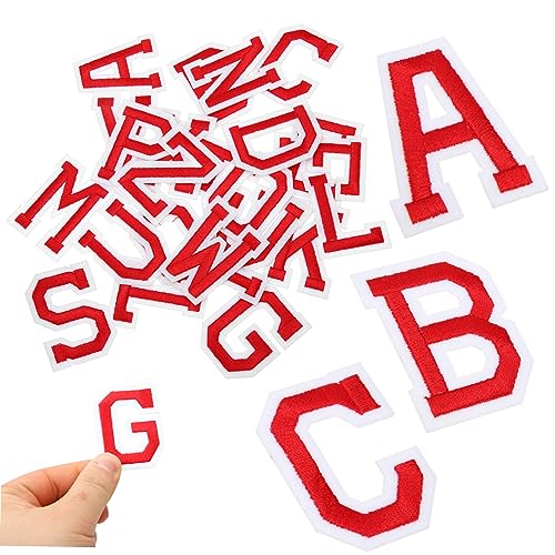 DIYEAH 1 Satz Buchstabe Gestickter Aufnäher Kleidung Dekorative Buchstabenaufnäher Buchstaben Stoffpatch Patch-dekore Buchstaben Für Stoff Aufbügeln Buchstaben Aufbügeln Rot 26 Stück von DIYEAH