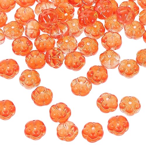 DIYEAH 1 Satz Diy Kürbis Glasperlen Für Schmuckherstellung Basteln Von Armbändern Und Für Halloween Dekorationen Und Kreative Projekte 100 Stück von DIYEAH