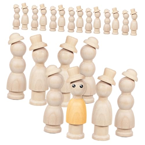 DIYEAH 1 Satz Graffiti-holzfigur Kleinkinder Leute Pfeifen Gemacht Peg-puppen Zahlen Für Anbindung Körper Familie Realistisch Groß Steckpuppen Unvollendet Leere Figuren Beige Lotusbaum von DIYEAH