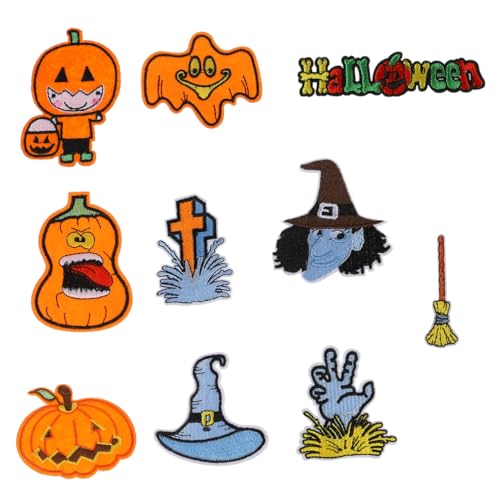 DIYEAH 1 Satz Halloween Bestickter Stoffaufnäher Aufnäher Benutzerdefinierter Aufnäher Halloween Aufnäher Dekorationen Aufnäher Hosen Pufferkette Kürbis Bekleidung Kostüme Stoff 10 Stück von DIYEAH