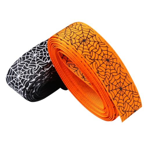 DIYEAH 1 Satz Halloween Spinnennetzband Spinnennetze Glitzer Bastelband Halloween Ripsband Babyparty Dekorationen Sackleinenband Geschenkband Satinband Schwarzes Polyester 2 Stück von DIYEAH