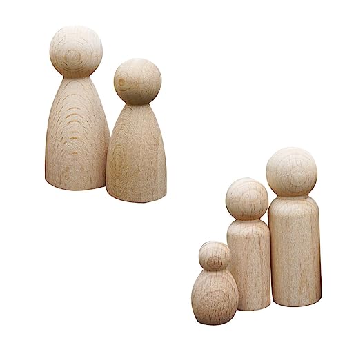 DIYEAH 1 Satz Handbemalte Puppenspielzeuge Bastelset Bastelzeug Für Holzpuppen Für Kinderfreizeitaktivitäten Unbemalt Klein Mädchen Puppen Bemalen Puppenpuppe Buche 5 Stück von DIYEAH