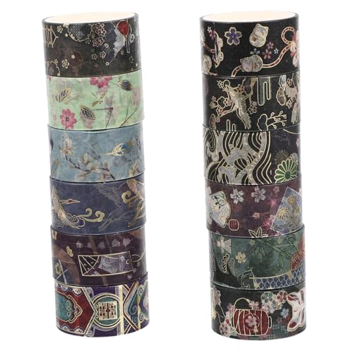 DIYEAH 1 Satz Heißpräge-washi-tape Papier Klebrig Washi-klebeband Klebebänder Handkontenbänder Scrapbooking-bänder Aufkleber Für Geschenkverpackungen Washi Tapes Zum Basteln 12rollen von DIYEAH