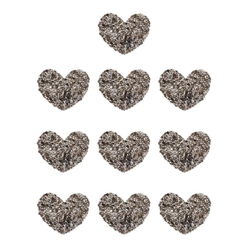 DIYEAH 1 Satz Herz-strass-aufkleber Hotfix Patch Herzen Für Kleiderflicken Nähen Jackenflicken Kleidung Gestickte Aufnäher Strass Selber Machen Harz-strasssteine Grey 10 Stück von DIYEAH