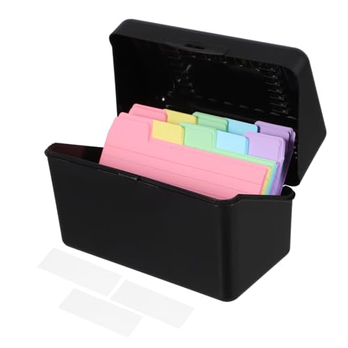 DIYEAH 1 Satz Karteikarten Organizer Schwarze Box mit Trennblättern Farbigen Indexkarten und Weißen Labels für Notizen Home Office und Lernen von DIYEAH