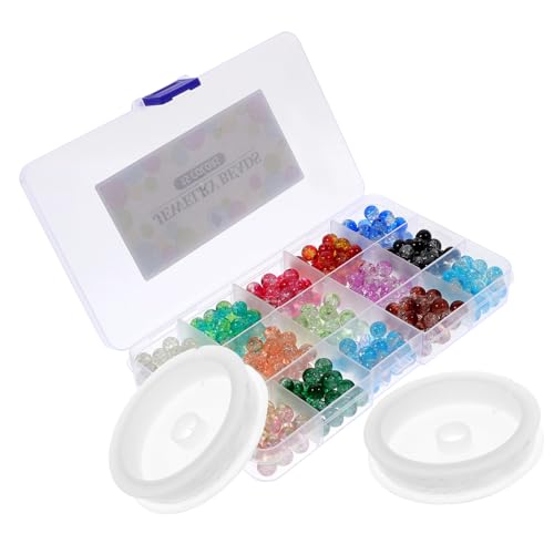 DIYEAH 1 Satz Kleine Glasperlen Herstellung runden Reiz schmuck Perlensortimente zubehör selber machen knisternde Glasperlen süße Perlen Crackle Perle Armband Perlenmaterial von DIYEAH