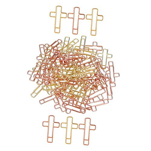 DIYEAH 1 Satz Memo-klemmen Süße Büroklammern Bibel-büroklammer Goldene Büroklammern Rosa Büroklammern Visitenkarten Halterung Aktenregal Papierklemme Kreuzförmige Clips Metall 40 Stück von DIYEAH